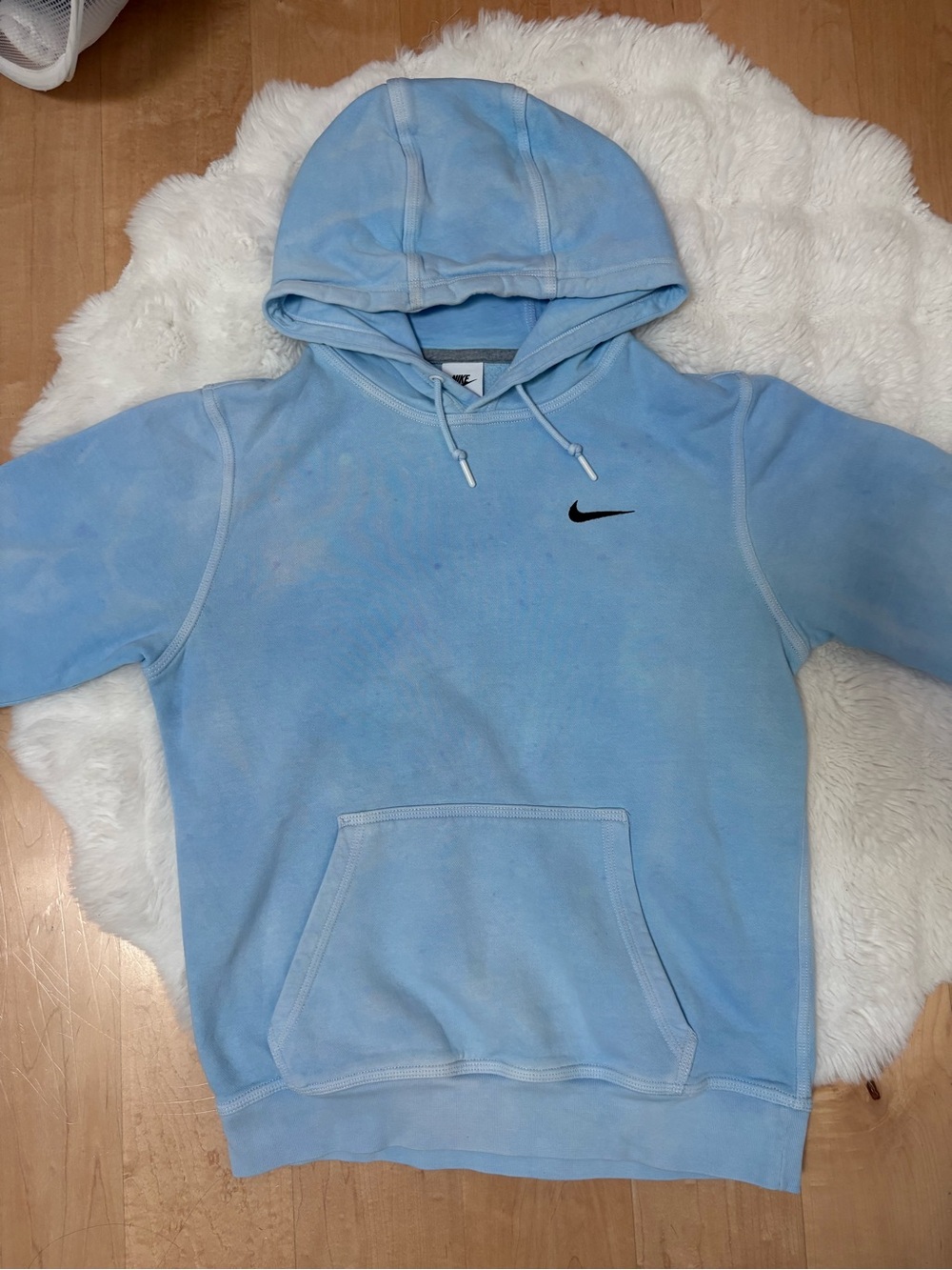 Nike Men’s Light Blue Hoodie with Black Swoosh